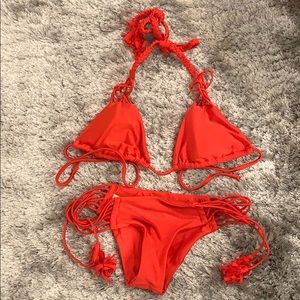luli fama red cheeky bikini size xs